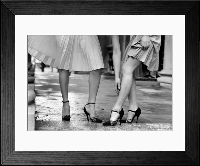 Framed Print : Lara and Chris wearing the new design stiletto heel. March 1975 75-01213-003