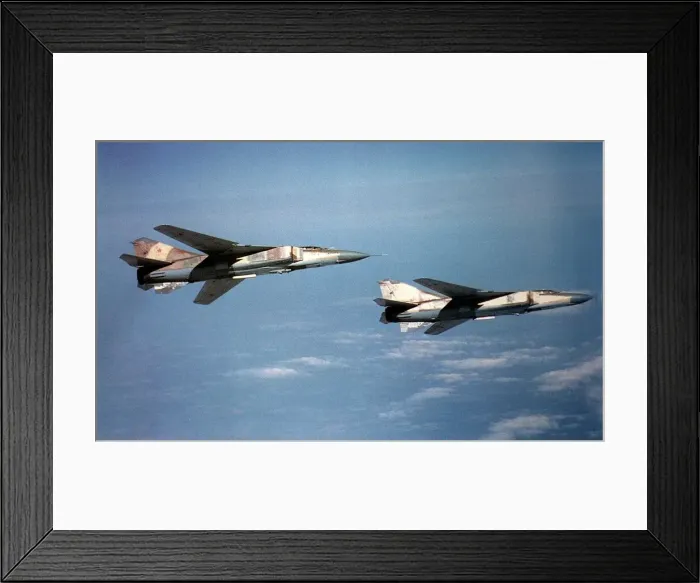 Framed Print : Two Soviet Air Force Mig 27 ground attack aircraft, NATO code name Flogger Framed Print : Two Soviet Air Force Mig 27 ground attack aircraft, NATO code name Flogger