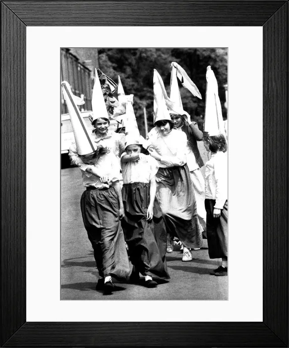 Framed Print : School children take part in a play in the streets of Wallsend Framed Print : School children take part in a play in the streets of Wallsend