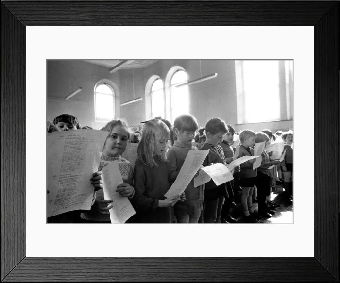 Framed Print : Pupils at Seaton Delaval First School, Tyne and Wear 14 April 1970 - The youngsters in Framed Print : Pupils at Seaton Delaval First School, Tyne and Wear 14 April 1970 - The youngsters in