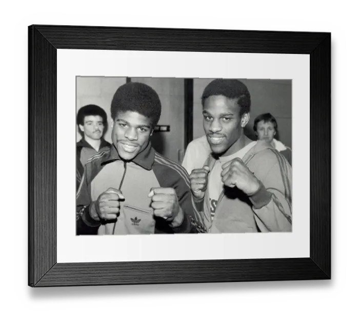 Framed Print : Errol Christie middleweight boxer (left) poses for a photograph with his brother Mike