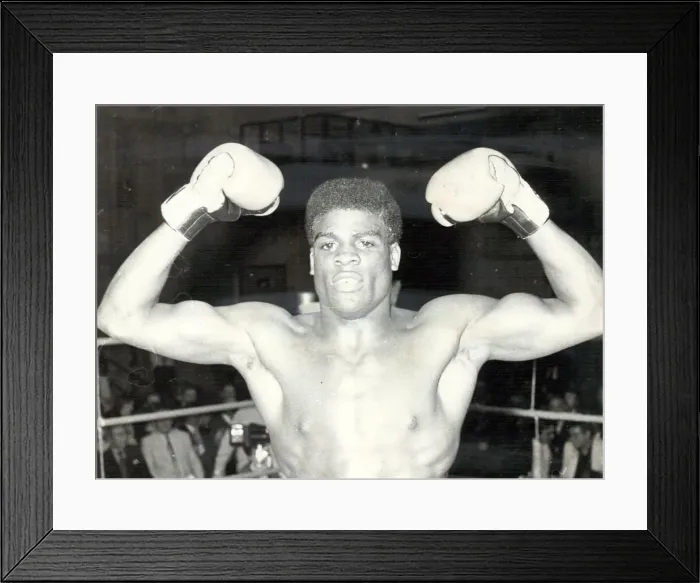 Framed Print : Errol Christie, middleweight boxer, pictured after winning fight against Terry Matthews