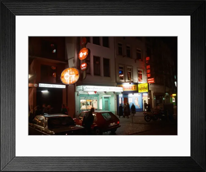 Framed Print : Red light district in Hamburg, West Germany, also known as The Reeperbahn