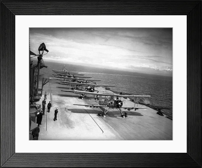 Framed Print : Fleet of Fairey Swordfish planes on board HMS Ark Royal during WW2