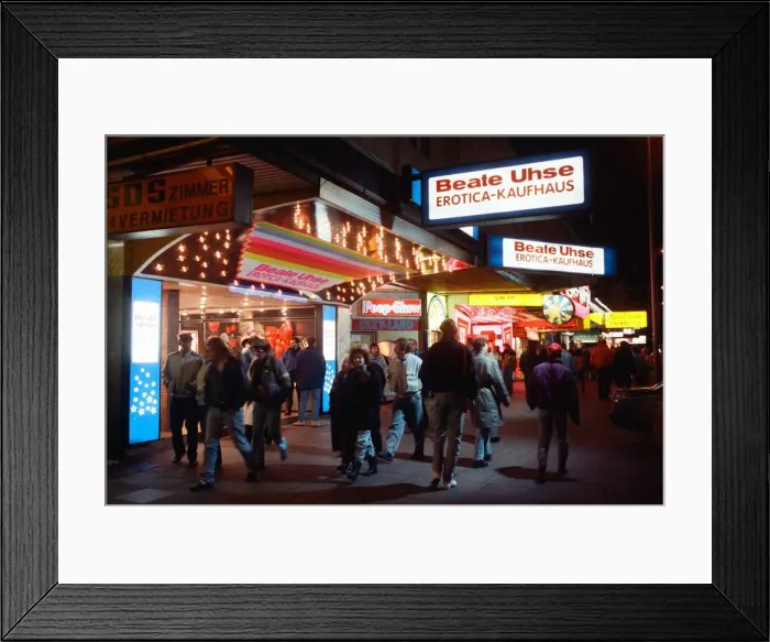Framed Print : Red light district in Hamburg, West Germany, also known as The Reeperbahn
