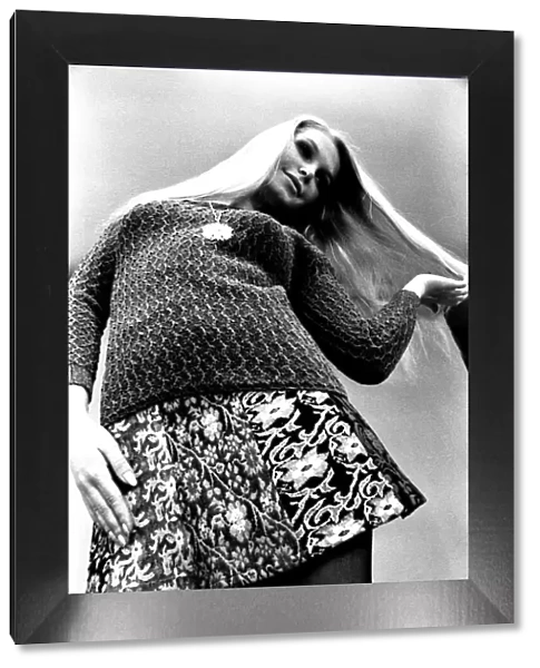 A fashion shoot from 13 April 1970 - A model wears a jumper and skirt
