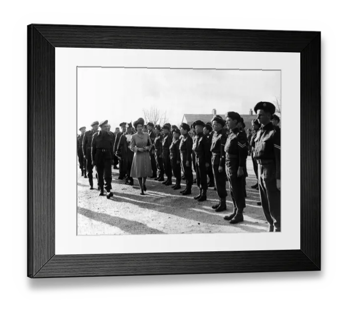 Framed Print : Princess Elizabeth inspecting cadet corp at parade at Topsham Barracks. Circa 1947 Framed Print : Princess Elizabeth inspecting cadet corp at parade at Topsham Barracks. Circa 1947