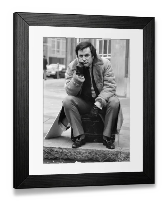 Framed Print : Disc jockey Terry Wogan after being escorted off BBC premises, Broadcasting House Framed Print : Disc jockey Terry Wogan after being escorted off BBC premises, Broadcasting House