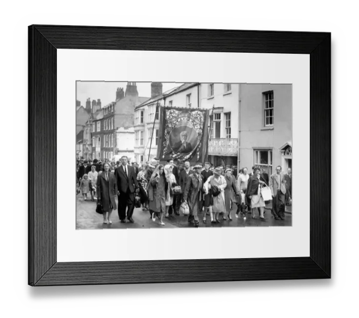 Framed Print : Durham Miners Gala - crowds take part in the parade