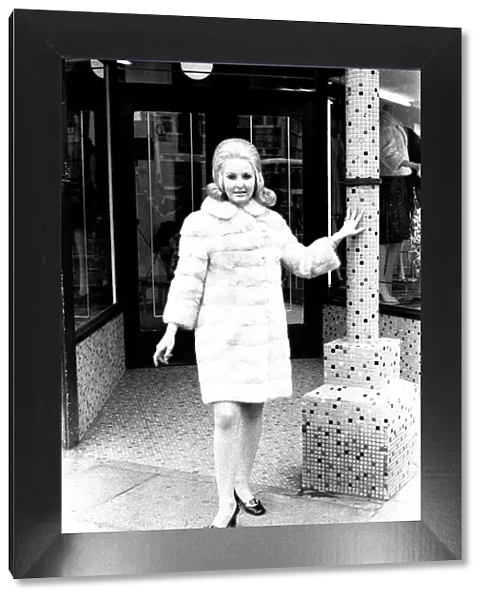 A fashion shoot from 2 May 1970 - A model wears a fur coat