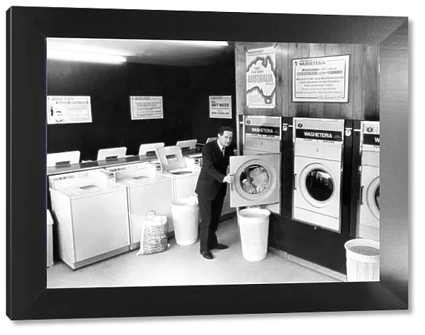 A typical laundry in February 1970. The Washeteria at Boston Court
