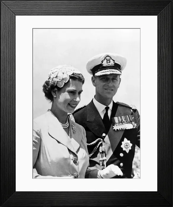Framed Print : Queen Elizabeth II seen here with Prince Philip during their visit to Gibraltar on one of