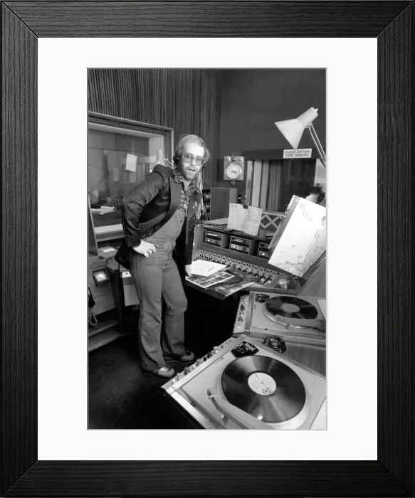 Framed Print : Pop Star: Elton John. Elton John records his first programme as a disk jockey at the BBC Framed Print : Pop Star: Elton John. Elton John records his first programme as a disk jockey at the BBC