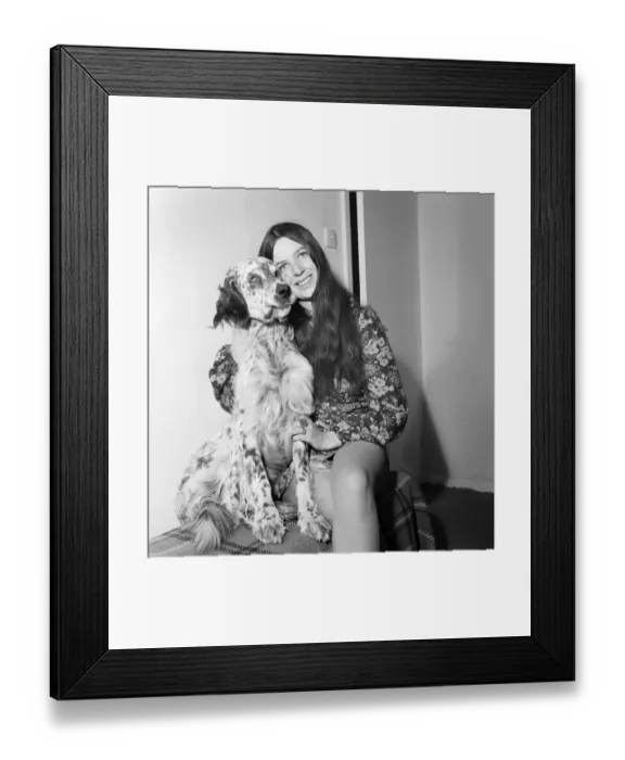 Framed Print : Glamourous Pat Wrigley and her dog Tim. July 1970 70-6838