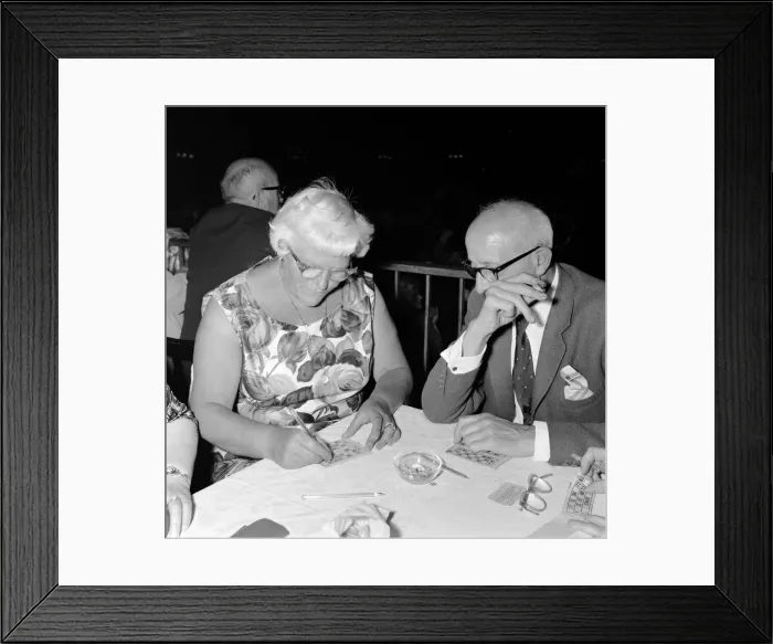 Framed Print : Mrs Fielder enjoys a night out playing bingo at Maida Vale. 9th August 1961
