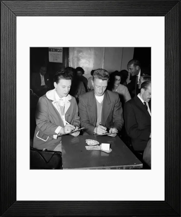 Framed Print : Mr and Mrs Gibson enjoy a night out at the bingo in Leigh on Sea. 9th August 1961