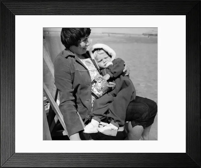 Framed Print : A suit complete with hood for 16 month old toddler Mark Merriman from Lynton
