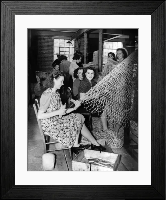 Framed Print : Fishing Industry: Refugees from their own land, Belgian girls new to the West country Framed Print : Fishing Industry: Refugees from their own land, Belgian girls new to the West country