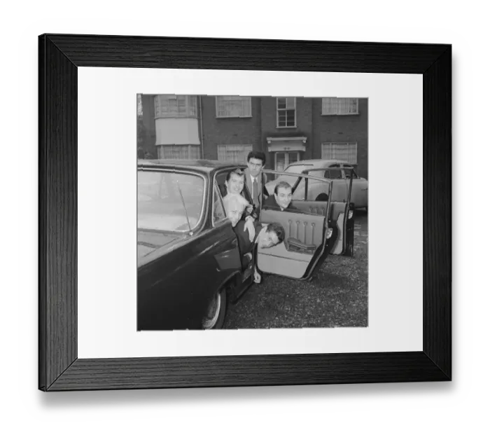 Framed Print : The five members of the Tornados pop group Heinz Burt, George Bellamy, Roger Lavern