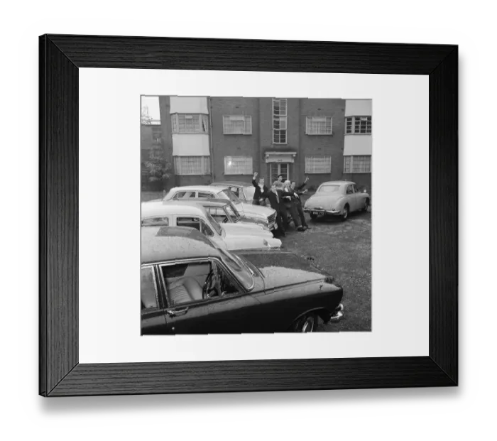 Framed Print : The five members of the Tornados pop group Heinz Burt, George Bellamy, Roger Lavern
