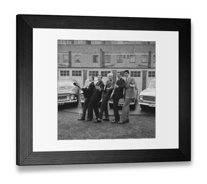 Framed Print : The five members of the Tornados pop group Heinz Burt, George Bellamy, Roger Lavern