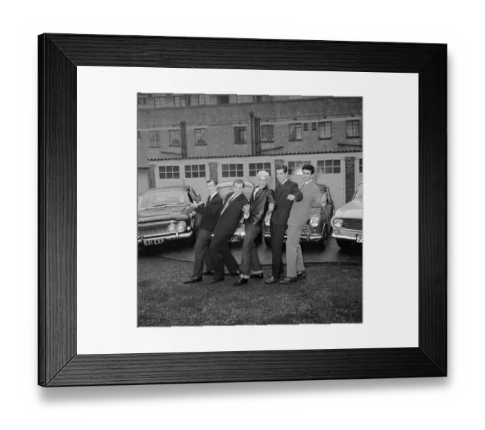 Framed Print : The five members of the Tornados pop group Heinz Burt, George Bellamy, Roger Lavern