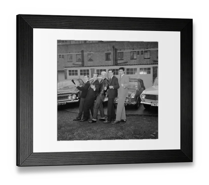 Framed Print : The five members of the Tornados pop group Heinz Burt, George Bellamy, Roger Lavern