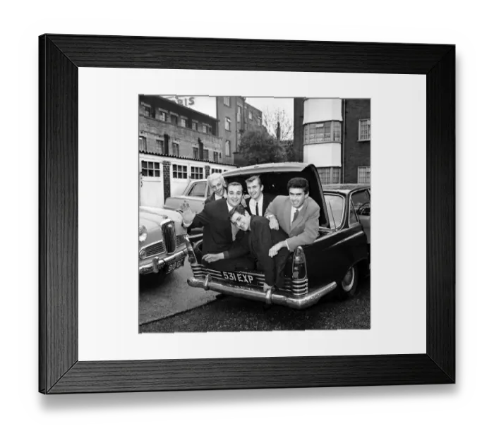 Framed Print : The five members of the Tornados pop group Heinz Burt, George Bellamy, Roger Lavern