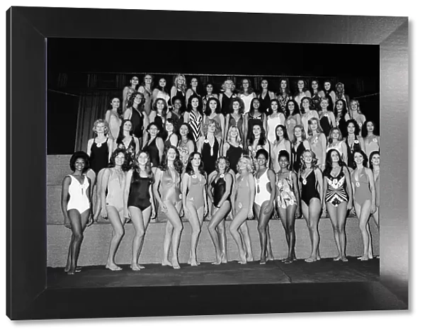 Miss World 1974 Line-up, including Helen Morgan who was also Miss UK that year as well