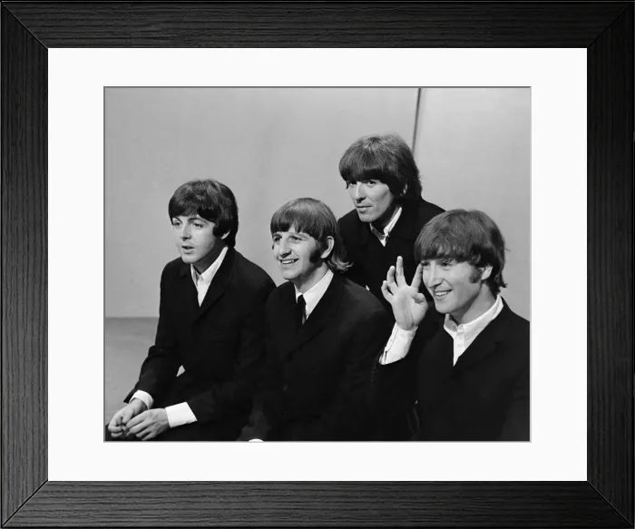 Framed Print : The Beatles on the set of Top Of the Pops, plugging their new single