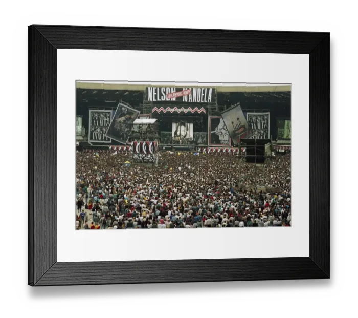 Framed Print : Nelson Mandela 70th Birthday Tribute Concert at Wembley Stadium in London 11th June 1988