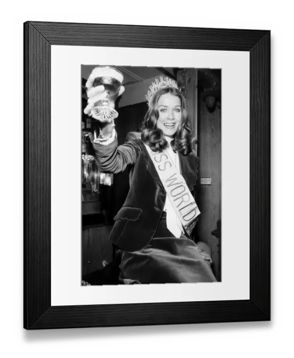 Framed Print : Miss United Kingdom Helen Morgan winner of the Miss World Title 1974 at the Britannia Framed Print : Miss United Kingdom Helen Morgan winner of the Miss World Title 1974 at the Britannia