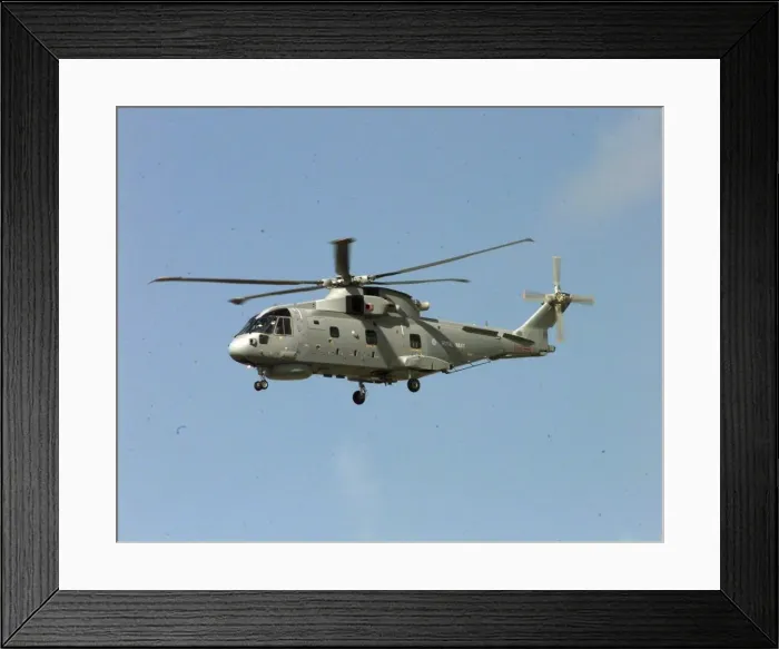 Framed Print : A Royal Navy EH 101 Merlin Helicopter at the Farnborough Air Show