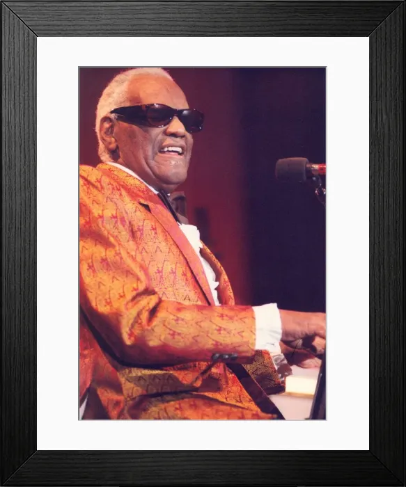 Framed Print : Singer Ray Charles in concert at the Newcastle Arena 24 June 1996 Framed Print : Singer Ray Charles in concert at the Newcastle Arena 24 June 1996