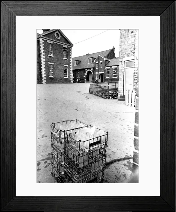 Framed Print : A general picture of St Marys Roman Catholic School in Sunderland - crates of empy Framed Print : A general picture of St Marys Roman Catholic School in Sunderland - crates of empy