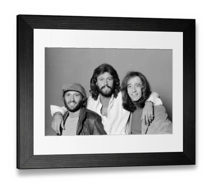 Framed Print : The Bee Gees back in London 22nd November 1981. From left to right Framed Print : The Bee Gees back in London 22nd November 1981. From left to right