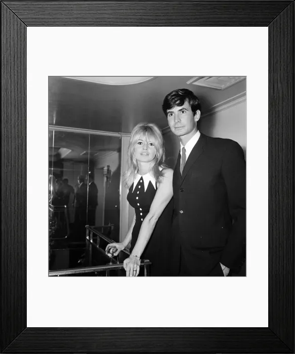 Framed Print : Brigitte Bardot (30) & Antony Perkins (31) pictured during photocall press conference