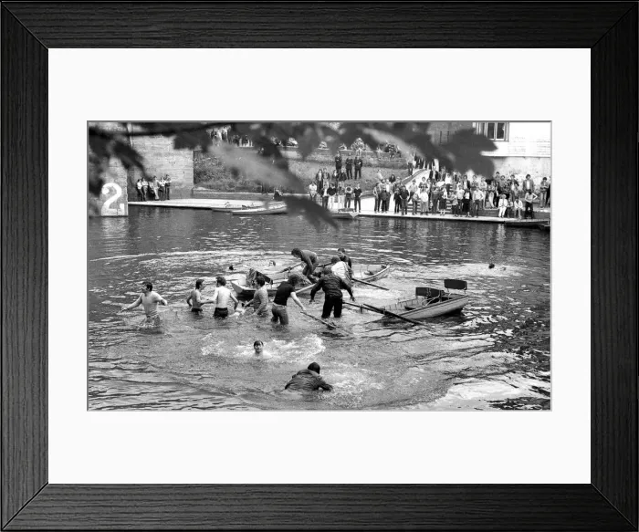 Framed Print : Durham Miners Gala - Revellers in the Wear at Durham after miners gala Framed Print : Durham Miners Gala - Revellers in the Wear at Durham after miners gala