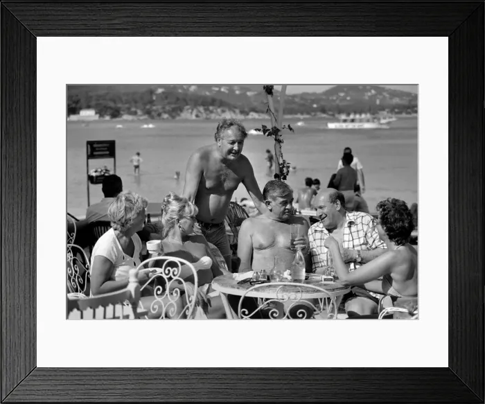 Framed Print : Freddie Laker: Entrepreneur with his motor cruiser in Majorca. July 1981 81-03733a-016
