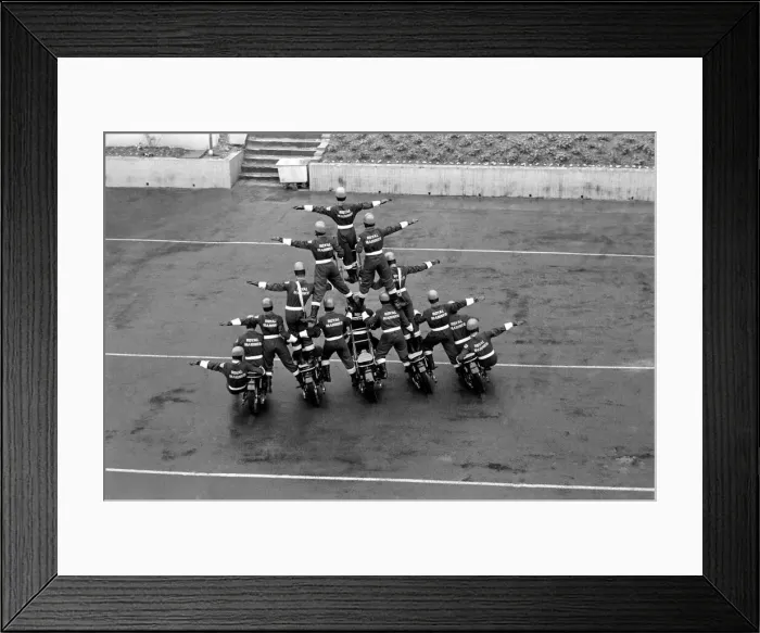 Framed Print : Action. Motorsport. I. O. M. TT. Races. Royal Marines Motor Cycle Display Squad Framed Print : Action. Motorsport. I. O. M. TT. Races. Royal Marines Motor Cycle Display Squad