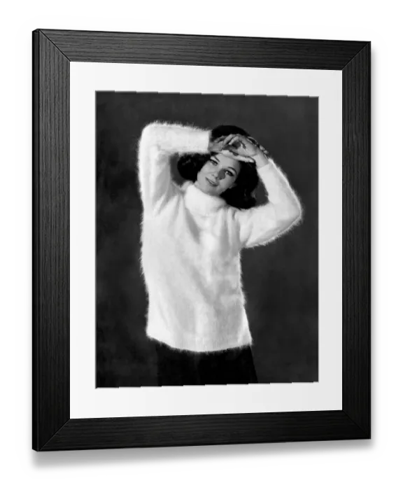 Framed Print : Reveille Fashions. Meriel Weston wearing white jumper. October 1964 P007535