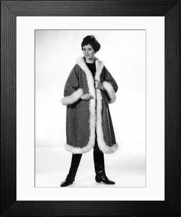 Framed Print : Reveille Fashions 1963: Ann Cave wearing a fur trimmed winters coat