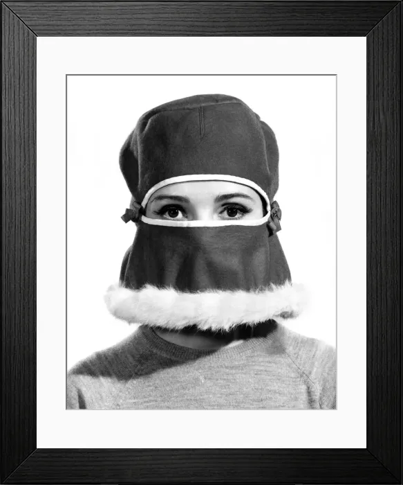 Framed Print : Reveille Fashions: Vivienne Cornwall weaing fur trimmed veil. December 1964 P007531 Framed Print : Reveille Fashions: Vivienne Cornwall weaing fur trimmed veil. December 1964 P007531