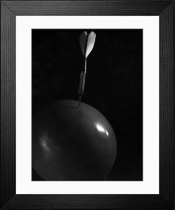 Framed Print : Death of a balloon. A dart about to puncture the surface 1947 P004778 Framed Print : Death of a balloon. A dart about to puncture the surface 1947 P004778