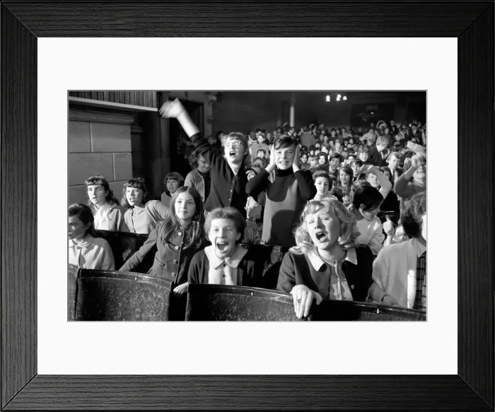 Framed Print : Fans screaming during a Beatles concert in their hometown of Liverpool July 1964 Framed Print : Fans screaming during a Beatles concert in their hometown of Liverpool July 1964