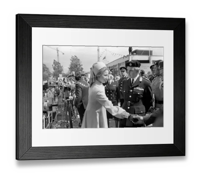 Framed Print : Princess Anne seen watching the demonstration at St. Katherines Dock in London Framed Print : Princess Anne seen watching the demonstration at St. Katherines Dock in London