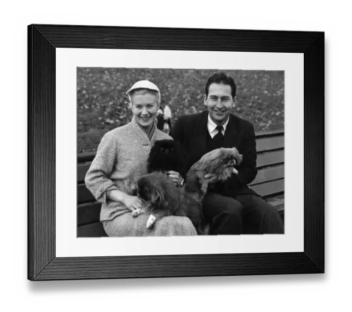 Framed Print : Ice Skater Sheila Hamilton with her finance Ron Priestley November 1954 Framed Print : Ice Skater Sheila Hamilton with her finance Ron Priestley November 1954