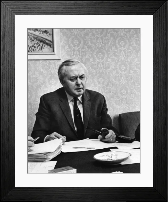 Framed Print : Leader of the Opposition Harold Wilson pictured during the protracted negotiations about