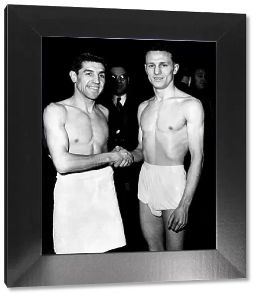 Boxers Terry Allen (left) and Eric Marsden at the weigh in before their British