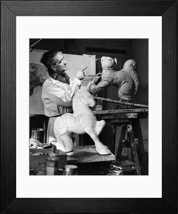 Framed Print : Engineer and sculptors clever animal toys. A skilled engineer, Mr Framed Print : Engineer and sculptors clever animal toys. A skilled engineer, Mr
